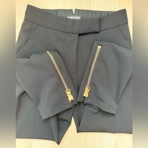 Tom Ford Black Ankle Pants with Gold Zippers